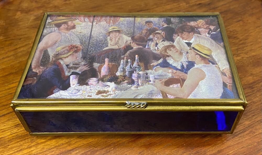 Vintage Enesco Glass Music Box " That's What Friends Are For" Sankyo Japan Works